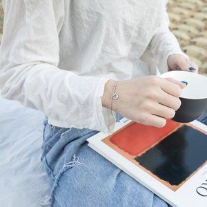 Charming 925 Sterling Silver Double Heart Bracelet.